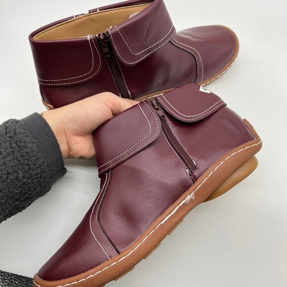 Fashion Womens Ankle Boot Comfortable Slip On Flat Booties Red Size 9.5US / 41CN - Picture 11 of 14